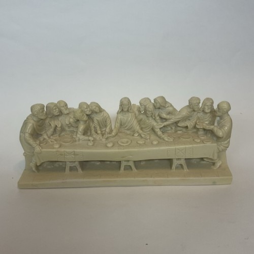 Vintage Artmark The Last Supper Figurine Jesus Signed 9.5" Italy Alabaster Resin